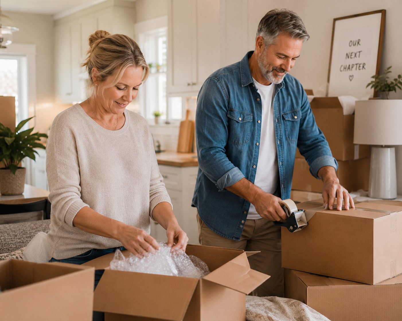 Older couple packing